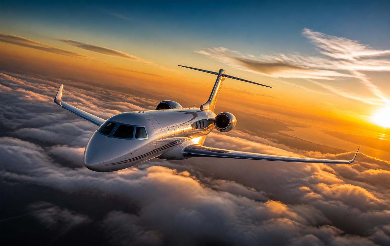 Private jet at golden hour